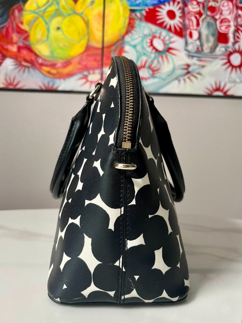 Kate Spade Grove Street Carli Splodge Dot Satchel Black Cream + COA - Picture 3 of 14